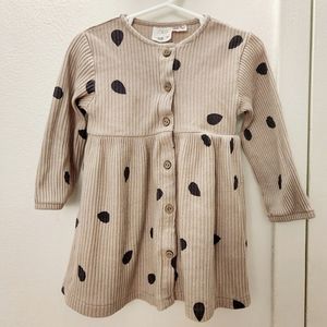 ZARA Kids Ribbed Polka Dot Dress